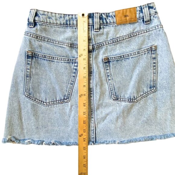 Zara Front Button Washed Denim Mini Skirt, Size S - Picture 12 of 15